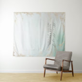 抽象的なアクアオンブルフェードに霜ったゴールドのグリッター タペストリー (インサイチュ(横))