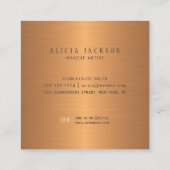 抽象的なアクリル画のゴールド ブラック モノグラム スクエア名刺 (裏面)