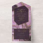 抽象的なアゲートのウェディング・マウベ ID827 オールインワン招待状 (内側)