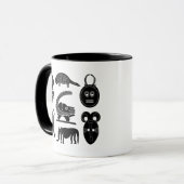 抽象的なアフリカの部族の顔と動物のアート マグカップ (正面左)