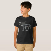 抽象的なアメリカヘラジカのシルエット Tシャツ (正面フル)