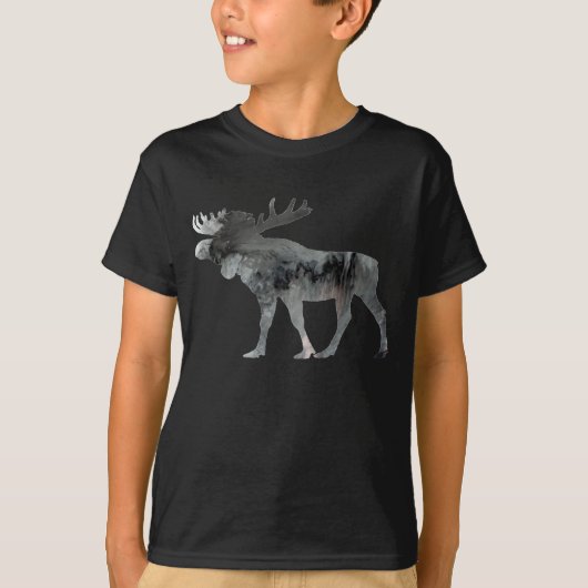 抽象的なアメリカヘラジカのシルエット Tシャツ (正面)