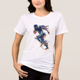 抽象的なアメリカンフットボール選手 | 流れるようなインクアート トライブレンドTシャツ