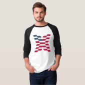 抽象的なアメリカ国旗の文字X Tシャツ (正面フル)