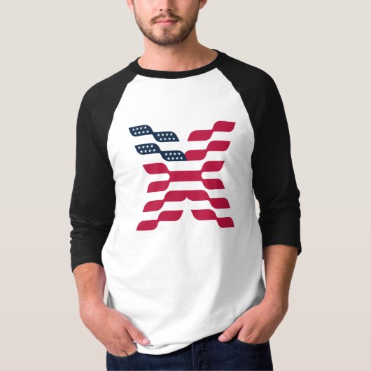 抽象的なアメリカ国旗の文字X Tシャツ (正面)