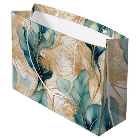 抽象的なアルコールインクにゴールドのアクセントを添えて ラージペーパーバッグ (裏面アングル)