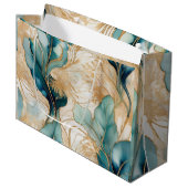 抽象的なアルコールインクにゴールドのアクセントを添えて ラージペーパーバッグ (正面アングル)