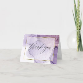 抽象的なアルコールインクのローズ ライラック サンクスカード サンキューカード