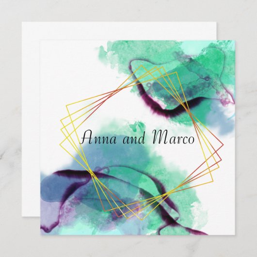 抽象的なアルコールインクイラスト、招待状 招待状 (正面/裏面)