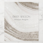 抽象的なアルコールインク、シルバー、ネイビーブルーのグリッターが入ったワイン ワインラベル (シングルラベル)