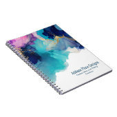 抽象的なアルコールインク　青　ラベンダー　ビジネス ノートブック (右側)