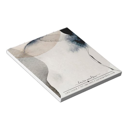 抽象的なアースカラーの水彩シェイプ ライフコーチ ノートパッド (アングル)