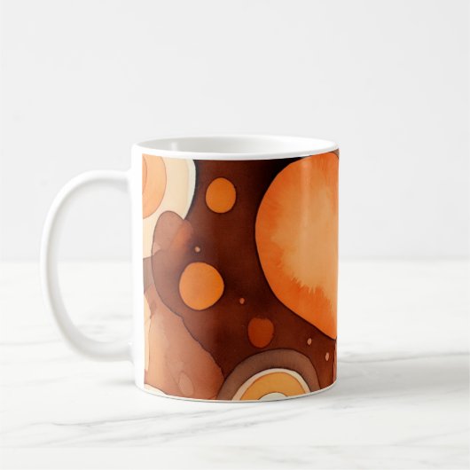 抽象的なアースカラーの水彩画 コーヒーマグカップ (左)