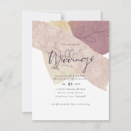 抽象的なアースゴールドのウェディング招待状 低予算でコストを抑えて 招待状