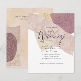 抽象的なアースゴールドのウェディング招待状 低予算でコストを抑えて 招待状