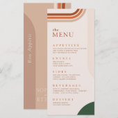 抽象的なアーチのベージュのメニューカード、テラコッタ、ラスト メニュー (正面/裏面)