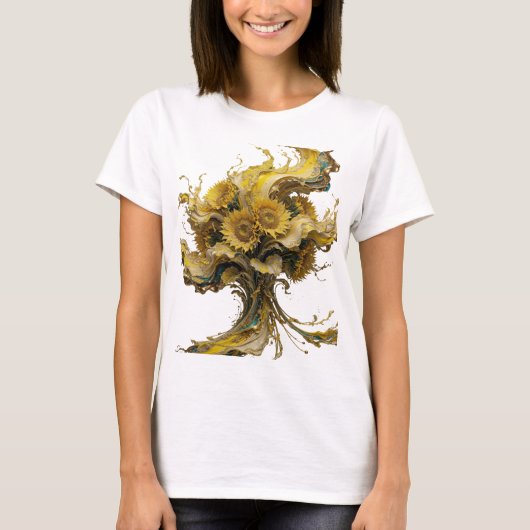 抽象的なアートプリント Statement Gold Tシャツ (正面)