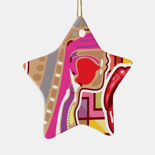 抽象的なアートワークの喉nの鼻の図表 セラミックオーナメント (右)