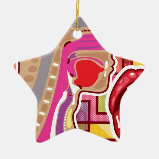 抽象的なアートワークの喉nの鼻の図表 セラミックオーナメント (正面)