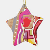 抽象的なアートワークの喉nの鼻の図表 セラミックオーナメント (左)