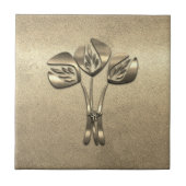 抽象的なアールデコのスタイルの金ゴールドのチューリップのタイル タイル (正面)