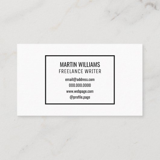 抽象的なイニシャルのミニマリズムの白 名刺 (裏面)