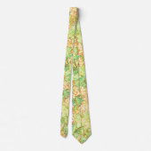 抽象的なイロハカエデの葉が引っかいた地面の上に、ベージュ色 ネクタイ (裏面)