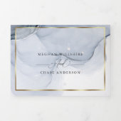 抽象的なインクのダスティーブルー、マウベ、プラムのトリフォールド招待状 三つ折り招待状 (カバー)