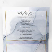 抽象的なインクのダスティーブルー、マウベ、プラムのトリフォールド招待状 三つ折り招待状 (内部最初)