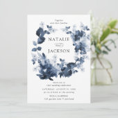 抽象的なインディゴの花｜結婚式 招待状 (スタンド正面)