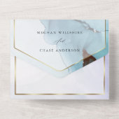 抽象的なインディゴ ラベンダー アクアマリン インク オールインワン招待状 (裏面)