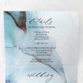 抽象的なインディゴ ラベンダー アクアマリン インク 三つ折り招待状 (内部最初)