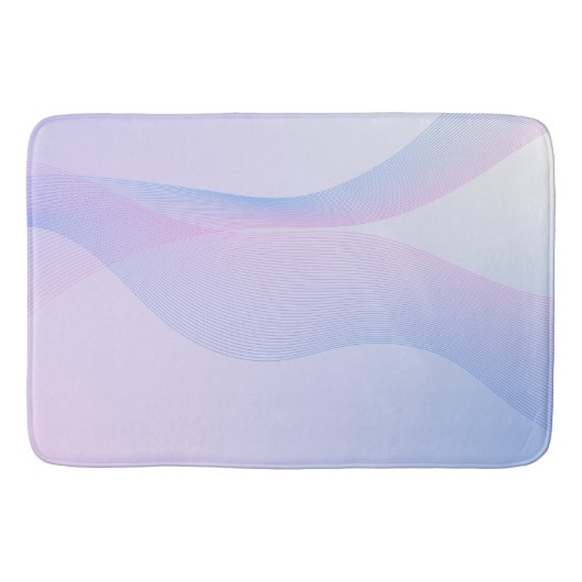 抽象的なウェーブライン ピンク ブルー バスマット (正面)