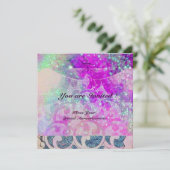 抽象的なウェーブ ブルー、パープル ピンク ウェディングパーティー 招待状 (スタンド正面)