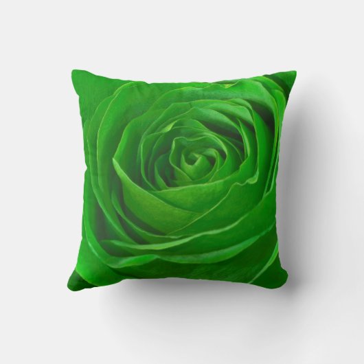 抽象的なエメラルドグリーンのバラの中心の写真 クッション (裏面)