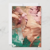 抽象的なエメラルドグリーンのローズゴールドのウェディング 招待状 (裏面)