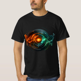 抽象的なオレンジとシアンの未来的エネルギーの目 Tシャツ