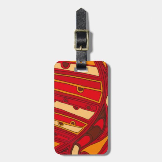 抽象的なオレンジパネル ラゲッジタグ (正面縦)