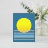 抽象的なオレンジ色の太陽と海の風景 ポストカード (スタンド正面)