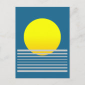 抽象的なオレンジ色の太陽と海の風景 ポストカード (正面)