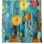 抽象的なオレンジ色の花 シャワーカーテン (正面)