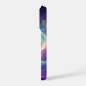抽象的なオーロラの光の波のグラデーション デジタルアート iPhoneケース (左側面)