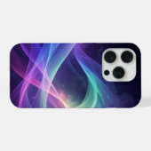 抽象的なオーロラの光の波のグラデーション デジタルアート iPhoneケース (裏面横)