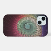 抽象的なカタツムリのカラフルなモダンフラクタルアート iPhone 15ケース (裏面横)