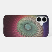 抽象的なカタツムリのカラフルなモダンフラクタルアート iPhone 16ケース (裏面横)
