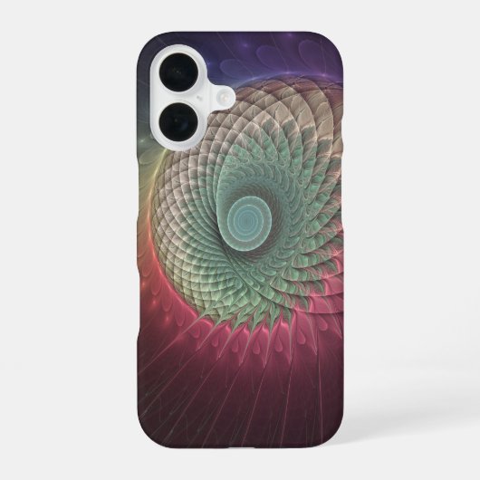 抽象的なカタツムリのカラフルなモダンフラクタルアート iPhone 16ケース (裏面)