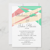 抽象的なカラフルで大胆なモダンウェディングコーラルライム 招待状 (正面)