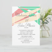 抽象的なカラフルで大胆なモダンウェディングコーラルライム 招待状 (スタンド正面)