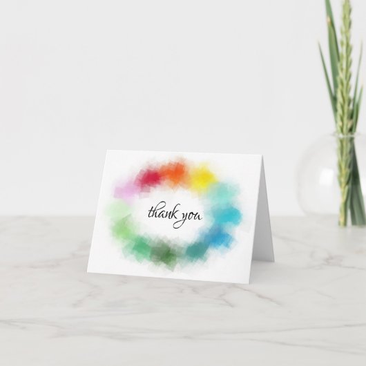 抽象的なカラフルなテンプレート スクリプト お礼のテキスト サンキューカード (正面)