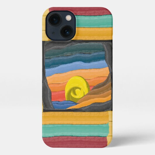 抽象的なカラフルな夕焼け iPhoneケース (裏面)